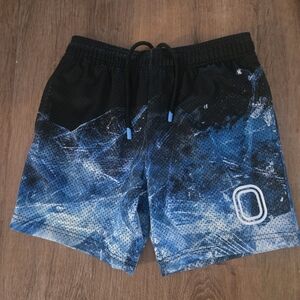Boys Black and Blue Athletic Mesh Shorts with Drawstring